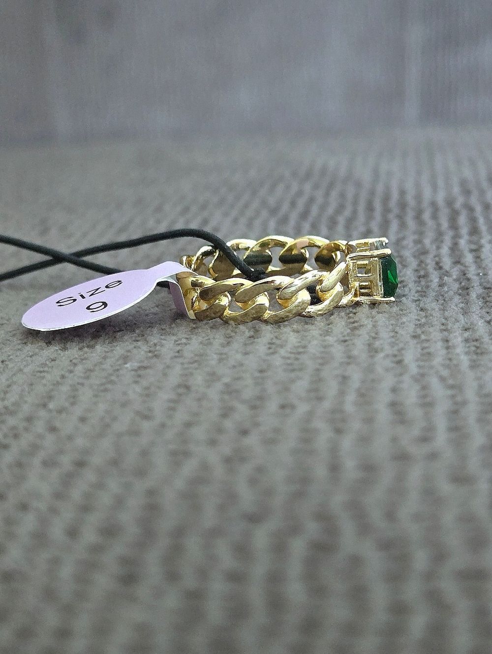 ✨️HP✨️ Rachel Zoe Gold💛 Chain⛓️ Link Ring💍 With Green Gemstone - NWT - Picture 12 of 16